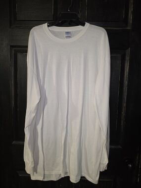 Port and Company White Long Sleeve Crew Neck Tee